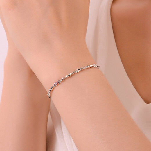 Yuan Shengfu's new PT950 fashionable fancy transfer bead platinum bracelet, women's simple platinum bracelet, 4.36 grams, length 15.5-17.5 cm