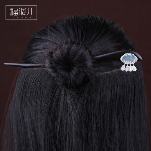 Fudiaoer Xiuyu auspicious clouds with small tassels and hairpins for women, Hanfu, ancient style walking cheongsam and hairpins, Valentine's Day gift 1