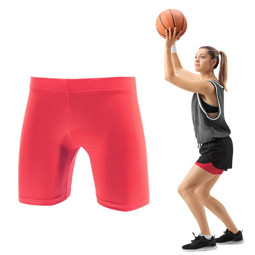 Women's solid color quick-drying bottoming thin sports fitness elastic yoga tight protective tackle three-point shorts multi-color white women's L suitable for 165-175CM60-70KG