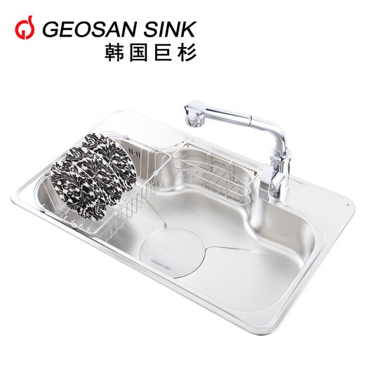 GeoSansink fregadero de un solo ranura Importado STS304 Cocina de acero inoxidable Cuenca de lavado EDS880 EDS880 Fregadero + D305 Fauceto Abierto de grifo a la derecha