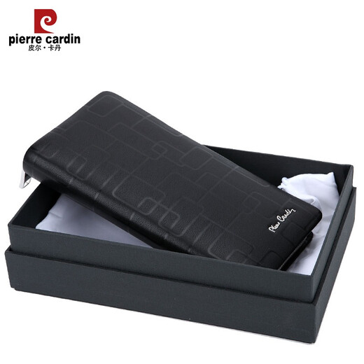 Pier Cardin Echtes Leder -Herrenhandtasche Kopfschicht Cowhide Clutch Long Herren Brieftasche Reißverschluss Handgratt große Kapazität Reißverschluss Brieftasche Spezielle Geschenkbox Verpackung klein 212*108*30mm
