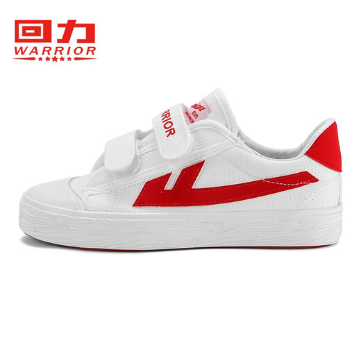 Huali children's shoes 2026 new autumn boys and girls sneakers fashionable Velcro small white shoes small, medium and large children's canvas shoes white and red 35 shoes inner length about 22cm