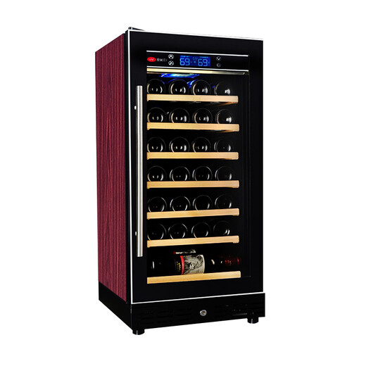 Aokeer AKE-28 red wine cabinet compressor constant temperature wine cabinet beverage refrigerator display cabinet wine cabinet household small vertical office with lock Ming handle brown wood grain
