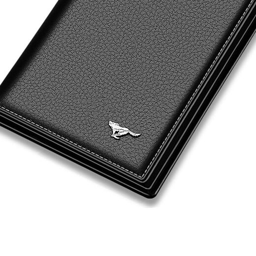 Seven Wolf Men's Wallet Long Business Fashion Gift Box Powder Pacific Multi-Card Bit two folding folding cotton clips Black silver tag boxes 3A131321-01