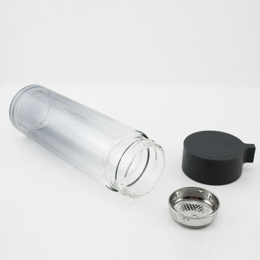 Lock Lock Glass Water Tasse Sommer-Frauen tragbare Tee Tasse Doppelschicht hitzebeständige Studenten Anti-Scenen Cup White Collar Cup LLG653BLK Schwarz- 350 ml