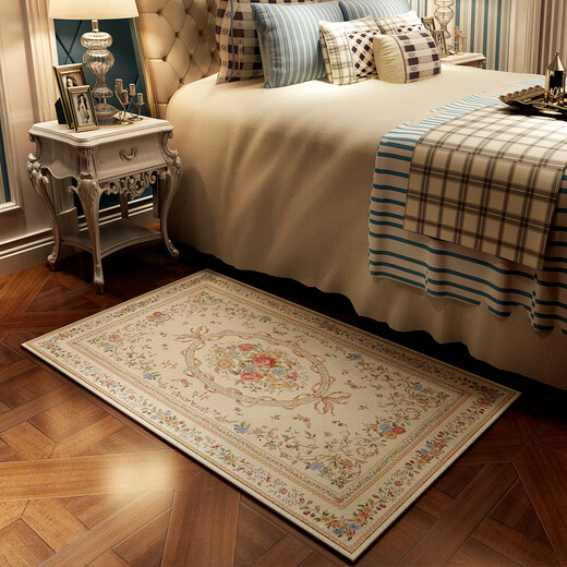 Zhonghong European pastoral chenille jacquard door mat entry entrance floor mat washable and machine washable wear-resistant blended woven computer chair mat foot mat non-slip floor mat entrance door 2601 beige 60*90CM