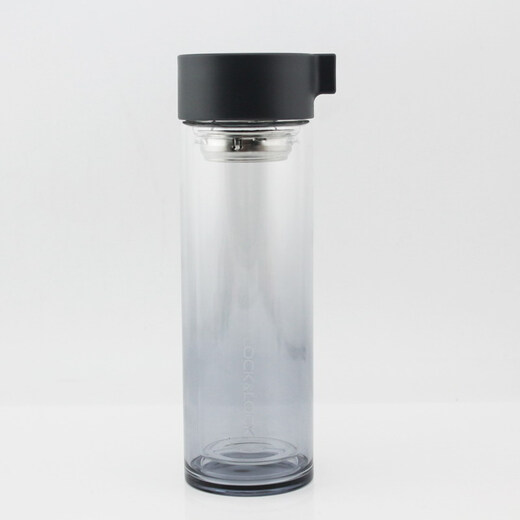 Lock Lock Glass Water Tasse Sommer-Frauen tragbare Tee Tasse Doppelschicht hitzebeständige Studenten Anti-Scenen Cup White Collar Cup LLG653BLK Schwarz- 350 ml