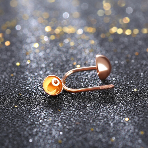 DEMONE 18K gold screw stud earrings, colorful gold double-headed ball shiny earrings, gold jewelry earrings, Valentine's Day gift for wife, rose gold earrings