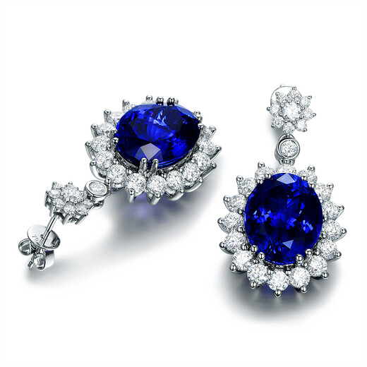 Millai Jewelry Natural 5A Grade Tanzanite Earrings 18K Gold Colored Gemstone Earrings Luxurious Earrings Earrings Women's Gift 15 Working Days Advanced Customization 19.85 Carats