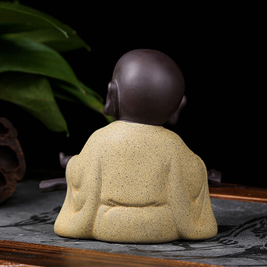 Ku-life purple sand tea pet ornaments little monk tea play colored sand pottery tea set ornaments tea ceremony accessories four pack