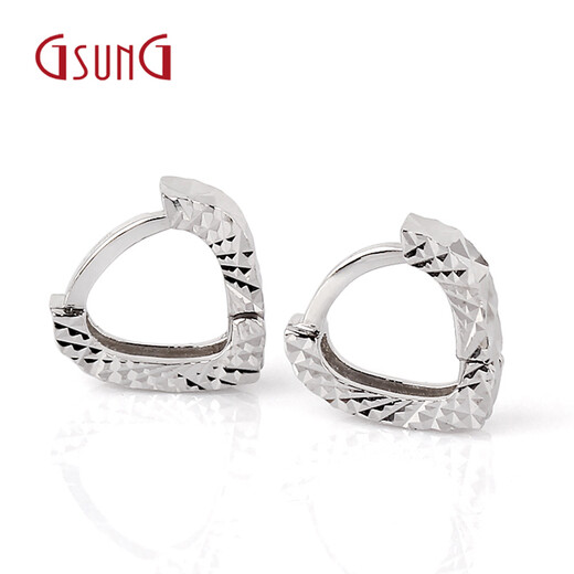 GsunG platinum Pt950 earrings earrings multi-faceted heart-shaped platinum earrings PED011 need to be customized heart-shaped earrings 1.90g