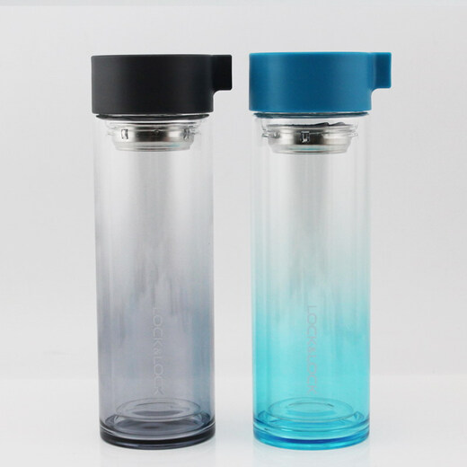 Lock Lock Glass Water Tasse Sommer-Frauen tragbare Tee Tasse Doppelschicht hitzebeständige Studenten Anti-Scenen Cup White Collar Cup LLG653BLK Schwarz- 350 ml