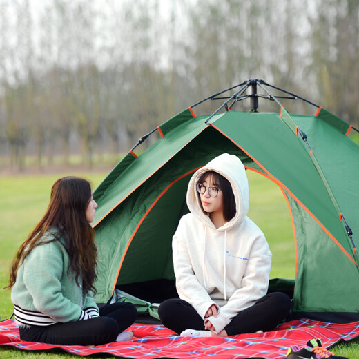 Weidirui Outdoor-Zelt Vollautomatisch tragbares 3-4 Personen Regendicht wildes Camping-Zelt-Konstruktionsfreies Zelt-Set-Ausrüstung [eine Tür, ein Fenster] 2-3 Person Blau + feuchtigkeitsdichte Matte