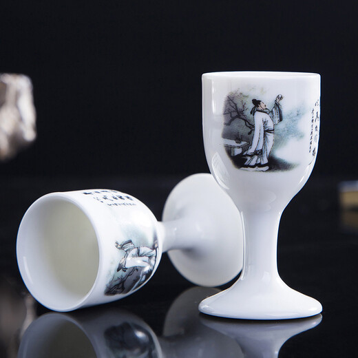 Shengtianxia Jingdezhen ceramic wine pot, Chinese blue and white porcelain wine set, traditional pouring wine pot, wine glass, white wine wine set, goblet, 1 pot, 10 cups, Li Bai poet-wine set-1 pot, 10 cups, safe and shock-proof packaging