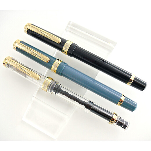 Immortal 698 transparent piston pen F-tip and EF-tip silver clip piston type ink 11 black six-window gold clip soft elastic F-tip 0.5 mm