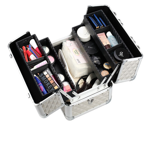 Promya cosmetic case, portable cosmetic case, large-capacity makeup and manicure tool box, embroidery hair and beauty tool box, white