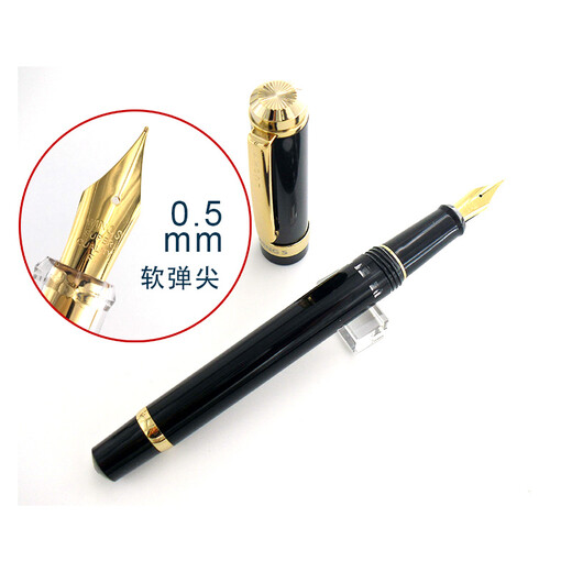 Immortal 698 transparent piston pen F-tip and EF-tip silver clip piston type ink 11 black six-window gold clip soft elastic F-tip 0.5 mm