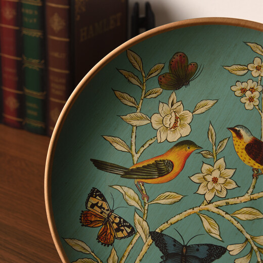 Tira American Country Ceramic Decorative Plate Ornaments para decoraciones y decoraciones para sala de estar Modelo de entrada Decoración de decoración para decoraciones 19 1047 Blue Oriole Blossoms con soporte