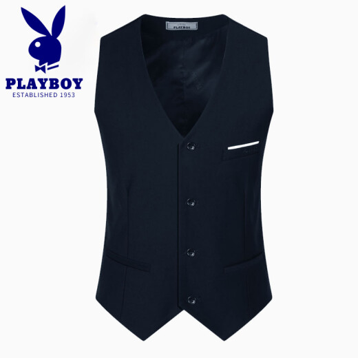 Playboy suit vest men's thin section 2020 spring and autumn new business formal fit sleeveless vest suit vest men's navy blue 48.L.175