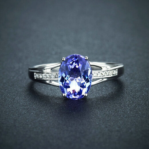 Lescreation Lisa Jewelry 1.9 carat natural diamond tanzanite colored gem ring white 18K gold blue gemstone 1.9 carat tanzanite ring 4A grade