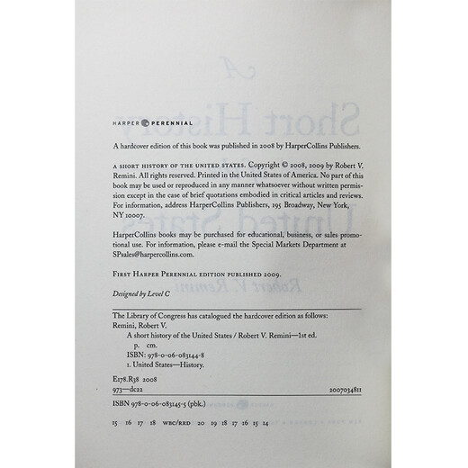 英文原版 美国简史 A Short History of the United States
