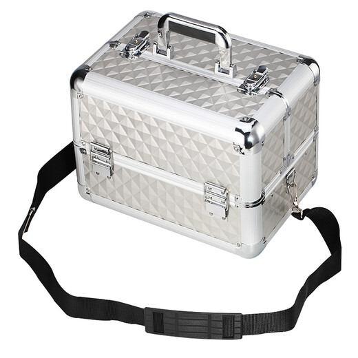 Promya cosmetic case, portable cosmetic case, large-capacity makeup and manicure tool box, embroidery hair and beauty tool box, white