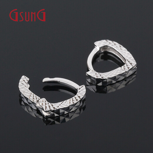 GsunG platinum Pt950 earrings earrings multi-faceted heart-shaped platinum earrings PED011 need to be customized heart-shaped earrings 1.90g