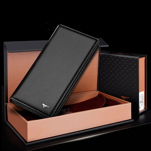 Seven Wolf Men's Wallet Long Business Fashion Gift Box Powder Pacific Multi-Card Bit two folding folding cotton clips Black silver tag boxes 3A131321-01