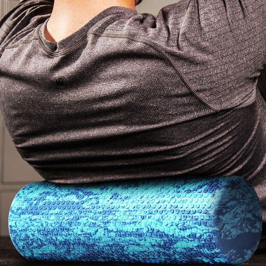 Ames floating point solid foam roller wolf tooth massage stick muscle relaxation roller fitness yoga column Pilates foamroller 45cm floating point solid model/deep massage/flower blue