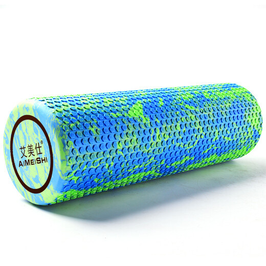 Ames floating point solid foam roller wolf tooth massage stick muscle relaxation roller fitness yoga column Pilates foamroller 45cm floating point solid model/deep massage/flower blue