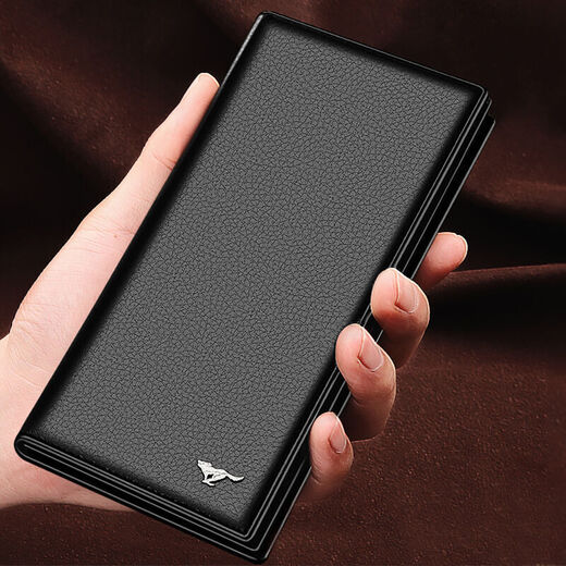 Seven Wolf Men's Wallet Long Business Fashion Gift Box Powder Pacific Multi-Card Bit two folding folding cotton clips Black silver tag boxes 3A131321-01