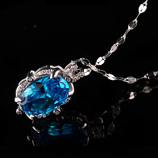 IDee CREATIVE IDER FOR YOU France IDee Ocean Heart Blue Silver Necklace Women's 925 Silver Pendant Spring and Summer Light Luxury Simple Fashion Accessories Gift Temperament Blue Chain Length 45cm Pendant 1.5*2cm