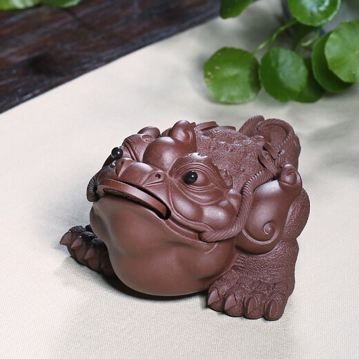 Hidden Pot World Purple Sand Golden Toad Tea Pet Ornaments Tea Set Tea Play Kung Fu Yixing Tea Ceremony Unicorn Handmade Can Raise Toads