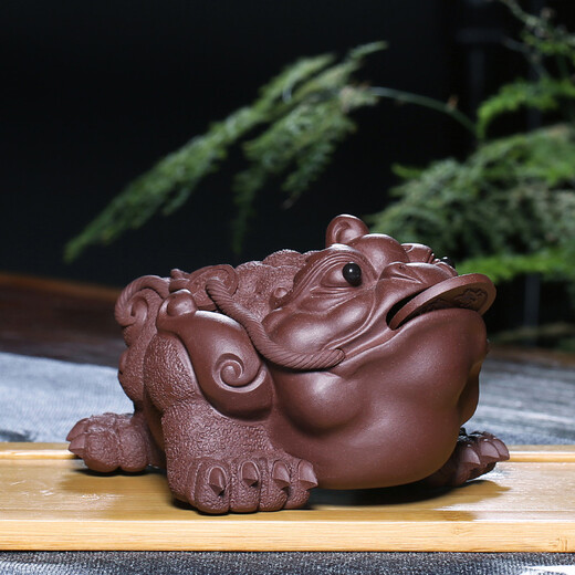 Hidden Pot World Purple Sand Golden Toad Tea Pet Ornaments Tea Set Tea Play Kung Fu Yixing Tea Ceremony Unicorn Handmade Can Raise Toads