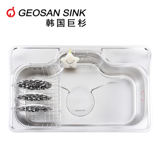 GeoSansink fregadero de un solo ranura Importado STS304 Cocina de acero inoxidable Cuenca de lavado EDS880 EDS880 Fregadero + D305 Fauceto Abierto de grifo a la derecha