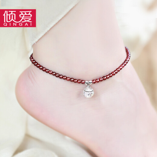 Love 925 silver anklet women's blessing bell bell red rope anklet jewelry anklet for girlfriend's birthday Mother's Day 520 gift blessing bell anklet