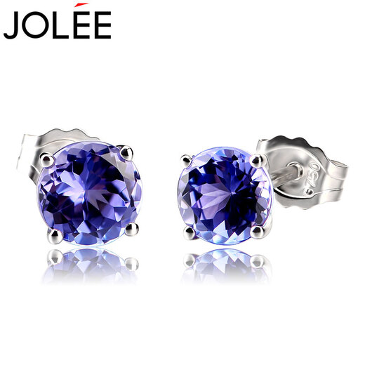 JOLEE 18K gold earrings tanzanite simple fashion colorful gemstone couple ear jewelry for girls spring new 520 gift