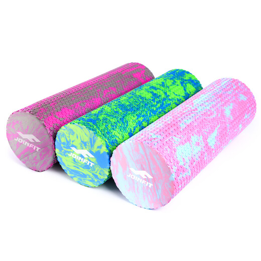 Jieyinfei foam roller, muscle relaxation massage roller, fitness training Pilates yoga column foam roller, pink and purple small floating point 45cm, free fascia ball