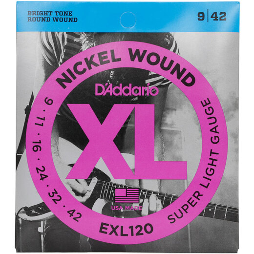 Les cordes de guitare électrique importées d'addario exl120, des cordes en acier nickelé en carbone, extrêmement douce 09-42