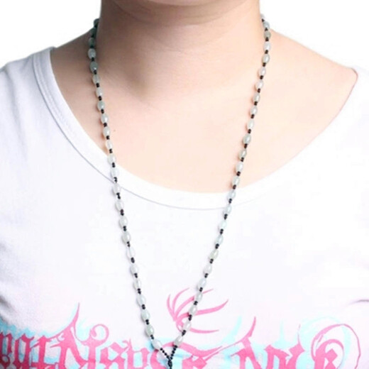 Zhennuo hand-woven bead chain pendant lanyard jade pendant crystal jade pendant rope men and women necklace rope pendant rope rice beads brown rope