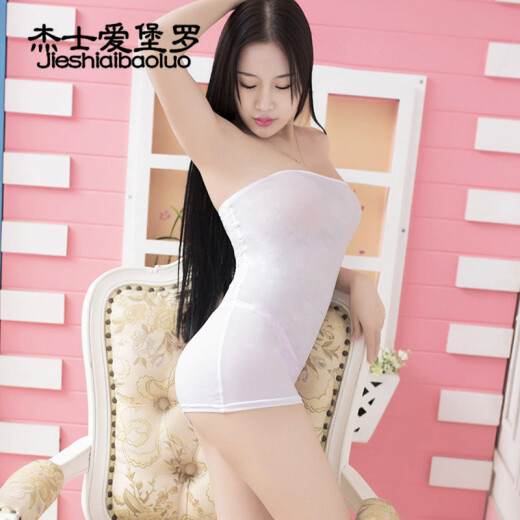 Klipsch Aibolo tube top transparent tight sexy temptation small skirt nightclub sexy hip dress summer white one size