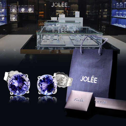 JOLEE 18K gold earrings tanzanite simple fashion colorful gemstone couple ear jewelry for girls spring new 520 gift