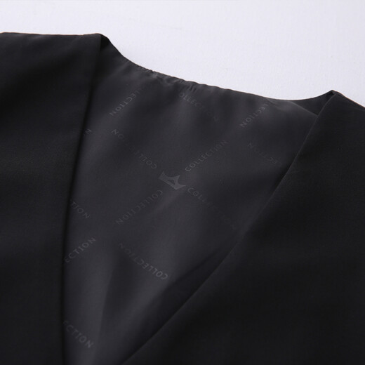 OMAX suit men's suit Korean style slim three-piece suit business casual professional formal suit groom and best man wedding dress black two-button top + trousers + vest 160/S (100 Jin Jin is equal to about 0.5 kg)