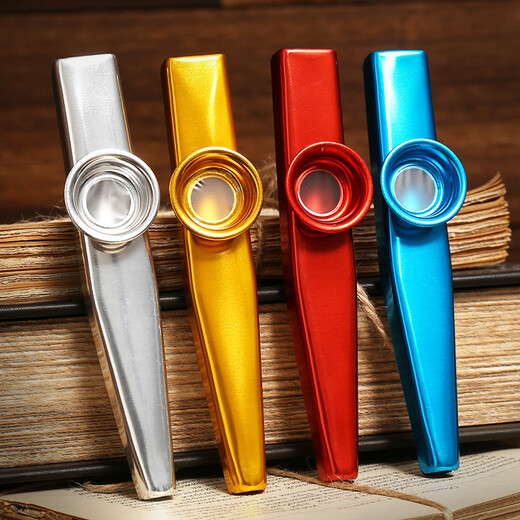 PERSEUS Metal Kazu flute with flute film Kazoo Guitar Ukulele companion card set flute children's musical instruments are simple and easy to learn Silver + 3 flute film + storage bag