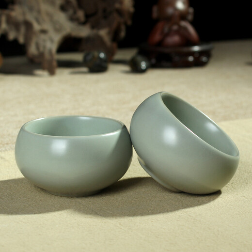Rudao (RUDAO) Ru Kiln Tea Cup Tea Cup Kung Fu Tea Set Single Cup Can Raise Cicada Wings Open Piece Ru Porcelain Cup Personalized Tea Cup Master Cup Zen Meditation Cup 70ml