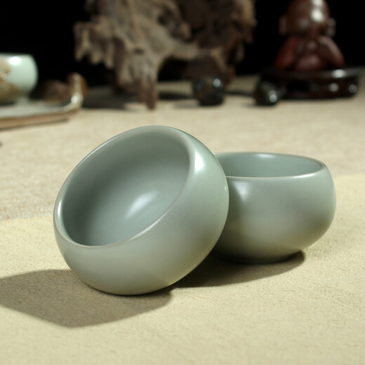 Rudao (RUDAO) Ru Kiln Tea Cup Tea Cup Kung Fu Tea Set Single Cup Can Raise Cicada Wings Open Piece Ru Porcelain Cup Personalized Tea Cup Master Cup Zen Meditation Cup 70ml