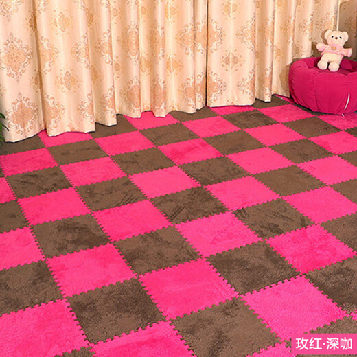 Zhengba splicing carpet suede foam puzzle carpet non-slip thickened living room foyer children's bedroom bedside splicing carpet tatami light purple