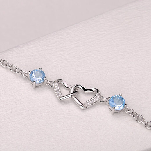 JOLEE Bracelet Women's Topaz S925 Silver Colored Gemstone Love Jewelry Simple Light Luxurious Holiday Gift for Women