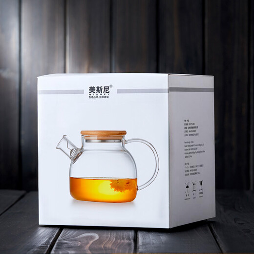 Mesni glass teapot, flower and fruit tea, cold drink, thickened heat-resistant kettle, household tea set, single pot (3-5 people) 1000ml