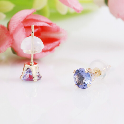 GEM STONE KING3A Grade Tanzanite Stud Earrings for Women Summer 14K Gold Set with 1 Carat Colored Gemstones as Birthday Gifts for Girlfriend and Wife